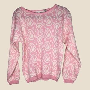 Vintage 90s Pink Fairy Kei Cottagecore Cabincore‎ Preppy Fall Autumn Sweater M